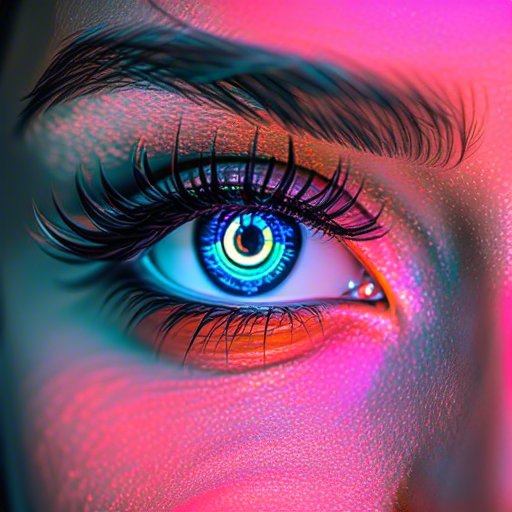 Dreamy eyes in neon light